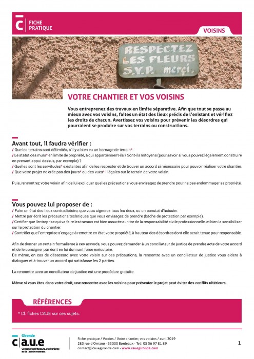 Votre chantier et vos voisins