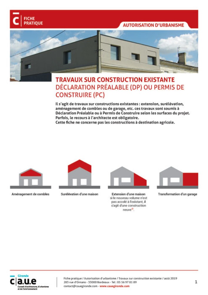 Travaux sur construction existante avril 2024