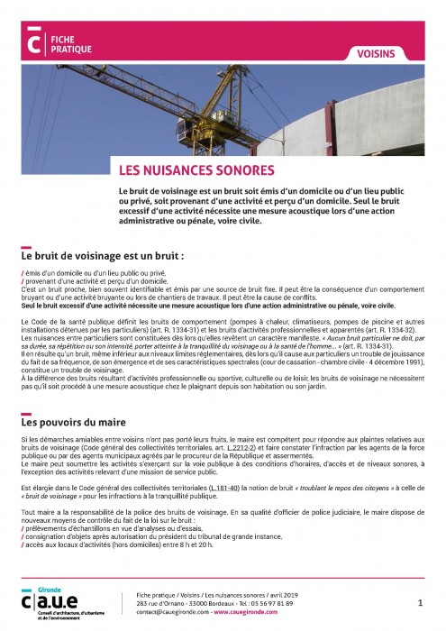 Les nuisances sonores