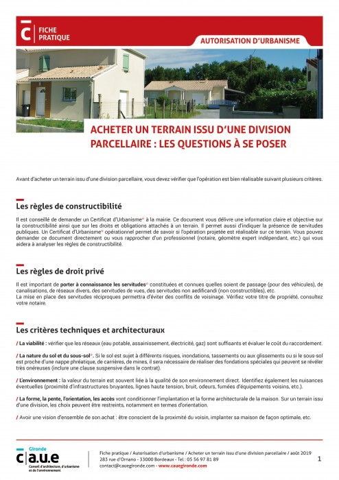 Acheter un terrain en division parcellaire